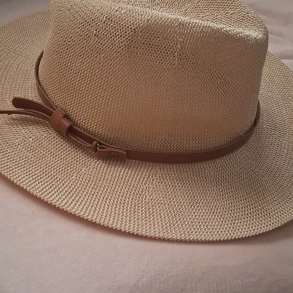 David & Young Packable Straw Fedora Sun Hat Travel Beach Tan OS Like New! - Picture 5 of 6